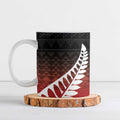 Red Silver Fern Spirit Taniko Tukutuku Personalised Ceramic Mug - Aussie Hoodie