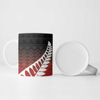 Red Silver Fern Spirit Taniko Tukutuku Personalised Ceramic Mug - Aussie Hoodie