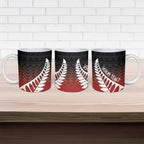 Red Silver Fern Spirit Taniko Tukutuku Personalised Ceramic Mug - Aussie Hoodie