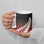 Red Silver Fern Spirit Taniko Tukutuku Personalised Ceramic Mug - Aussie Hoodie