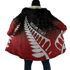 Red Silver Fern Spirit Taniko Tukutuku Personalised Cloak - Aussie Hoodie