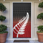 Red Silver Fern Spirit Taniko Tukutuku Personalised Door Cover - Aussie Hoodie
