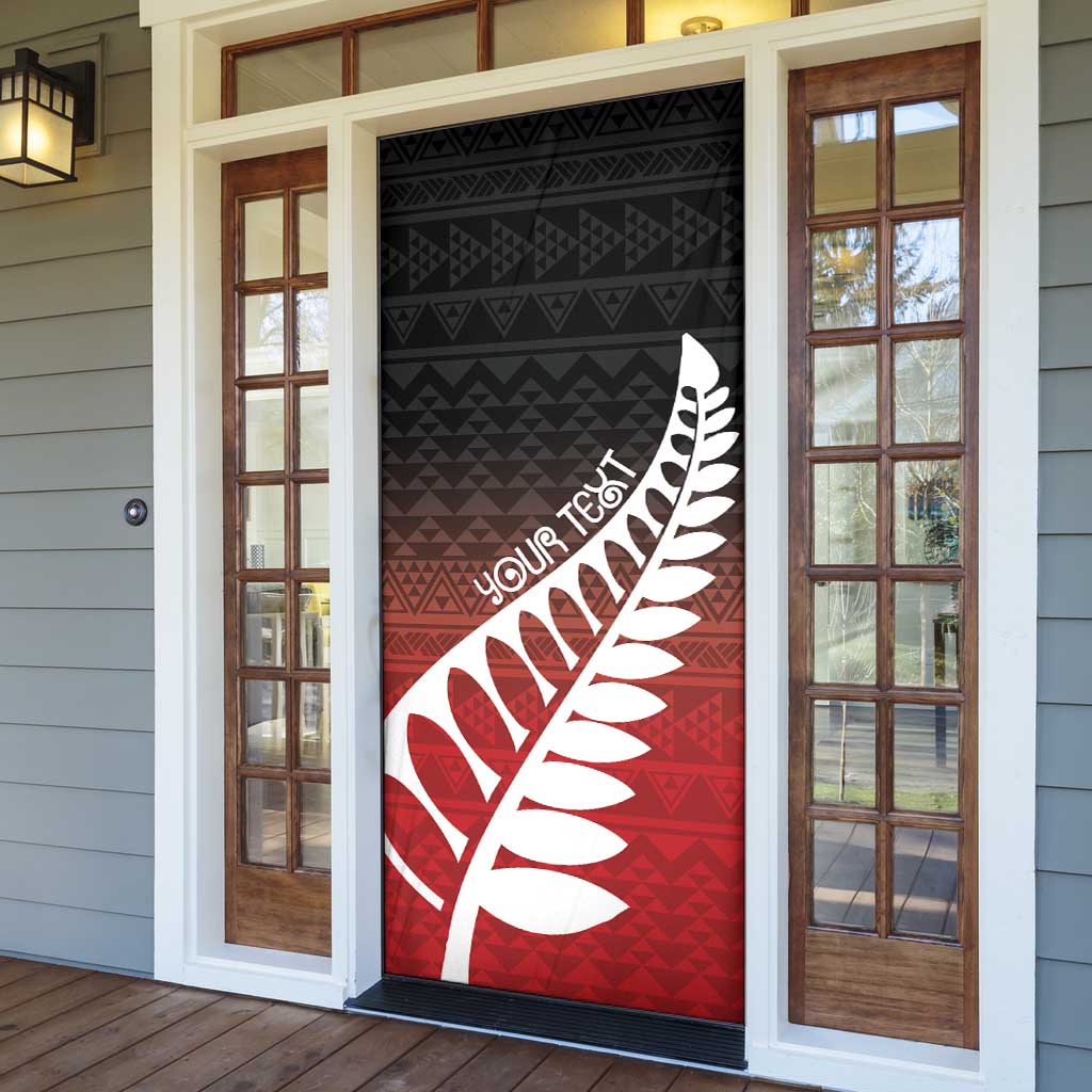 Red Silver Fern Spirit Taniko Tukutuku Personalised Door Cover - Aussie Hoodie