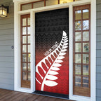 Red Silver Fern Spirit Taniko Tukutuku Personalised Door Cover - Aussie Hoodie