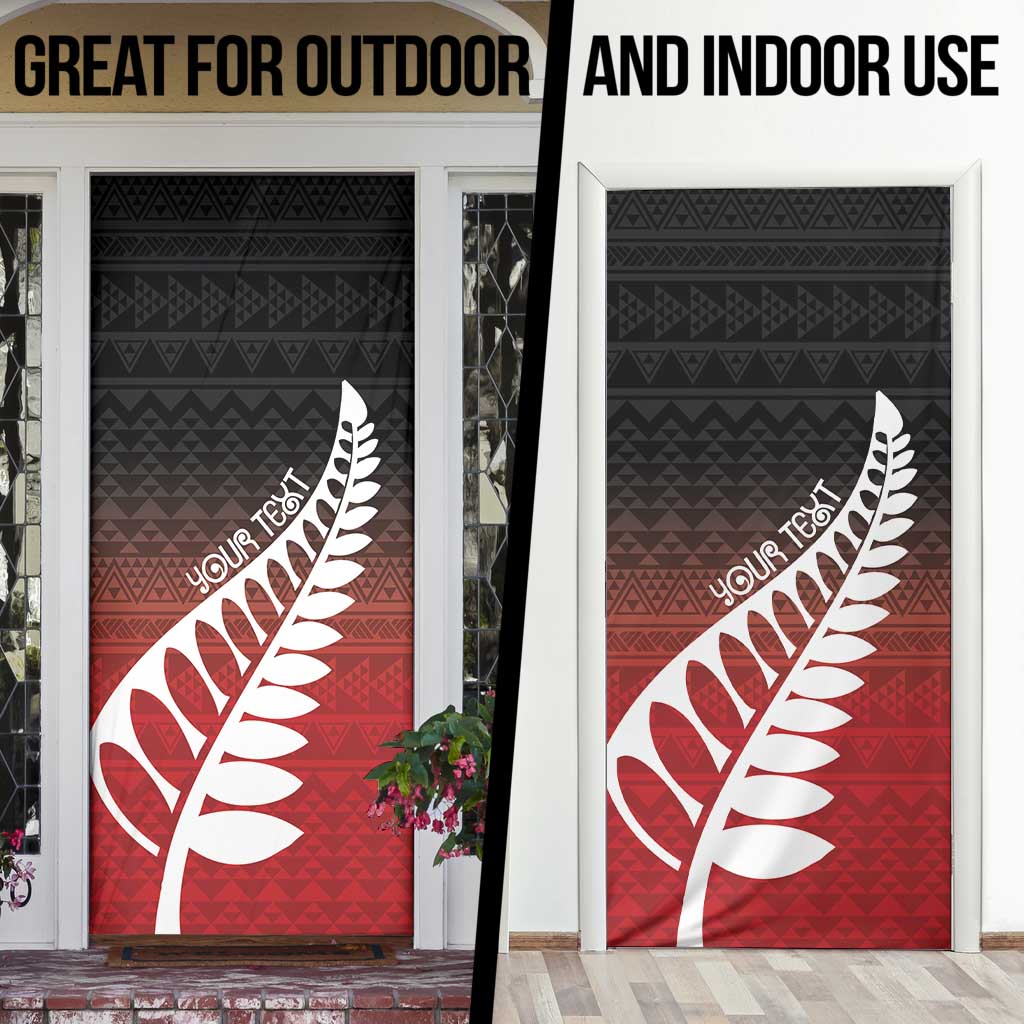 Red Silver Fern Spirit Taniko Tukutuku Personalised Door Cover - Aussie Hoodie