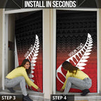 Red Silver Fern Spirit Taniko Tukutuku Personalised Door Cover - Aussie Hoodie
