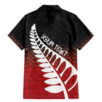 Red Silver Fern Spirit Taniko Tukutuku Personalised Family Matching Mermaid Dress and Hawaiian Shirt
