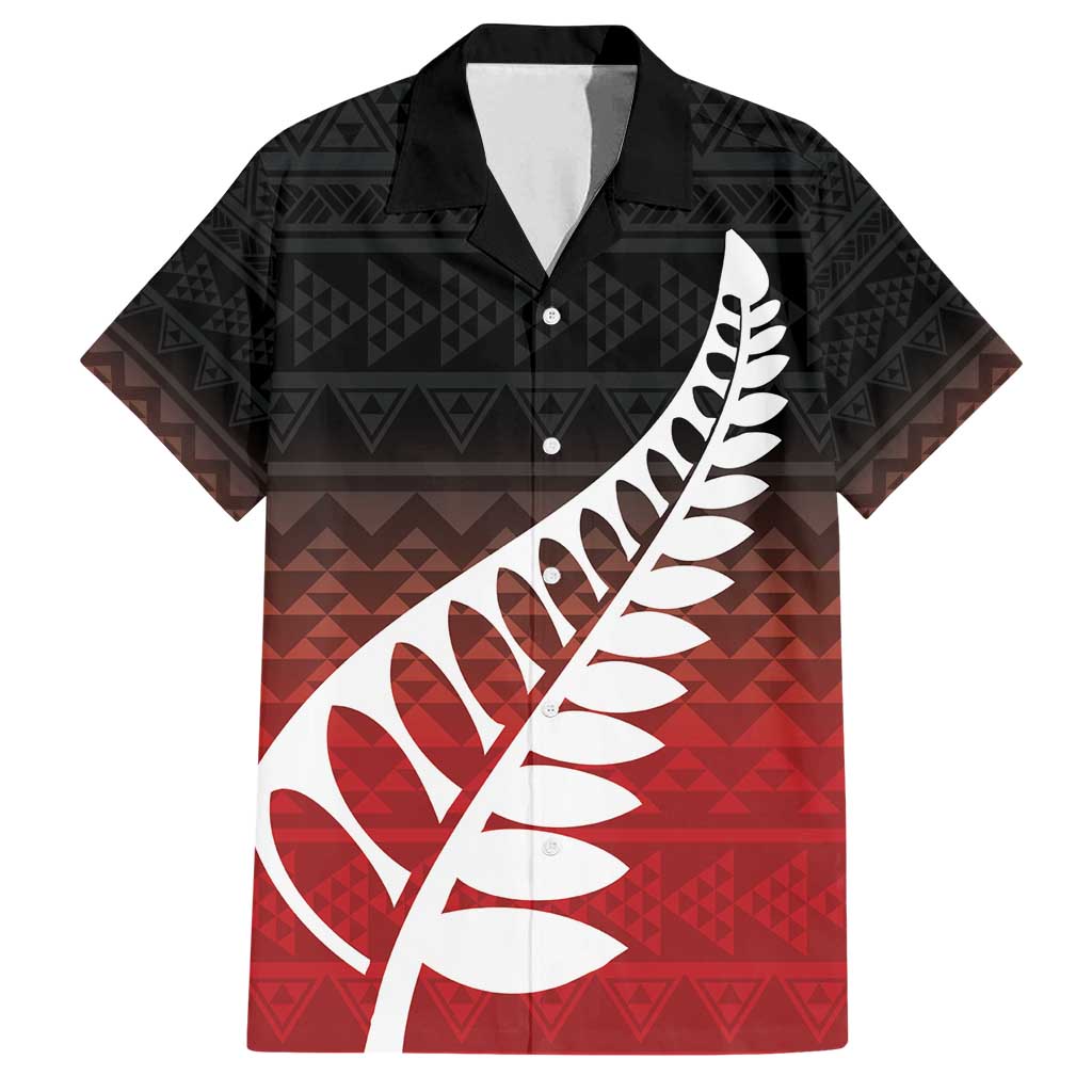 Red Silver Fern Spirit Taniko Tukutuku Personalised Family Matching Off Shoulder Maxi Dress and Hawaiian Shirt