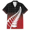 Red Silver Fern Spirit Taniko Tukutuku Personalised Family Matching Off Shoulder Maxi Dress and Hawaiian Shirt