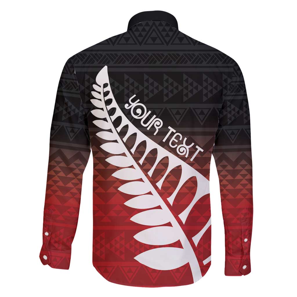 Red Silver Fern Spirit Taniko Tukutuku Personalised Family Matching Off Shoulder Maxi Dress and Hawaiian Shirt