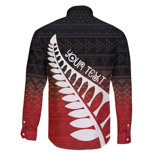 Red Silver Fern Spirit Taniko Tukutuku Personalised Family Matching Off Shoulder Short Dress and Hawaiian Shirt