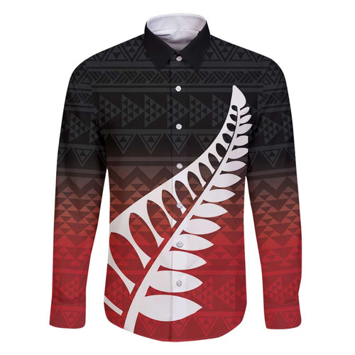 Red Silver Fern Spirit Taniko Tukutuku Personalised Family Matching Tank Maxi Dress and Hawaiian Shirt