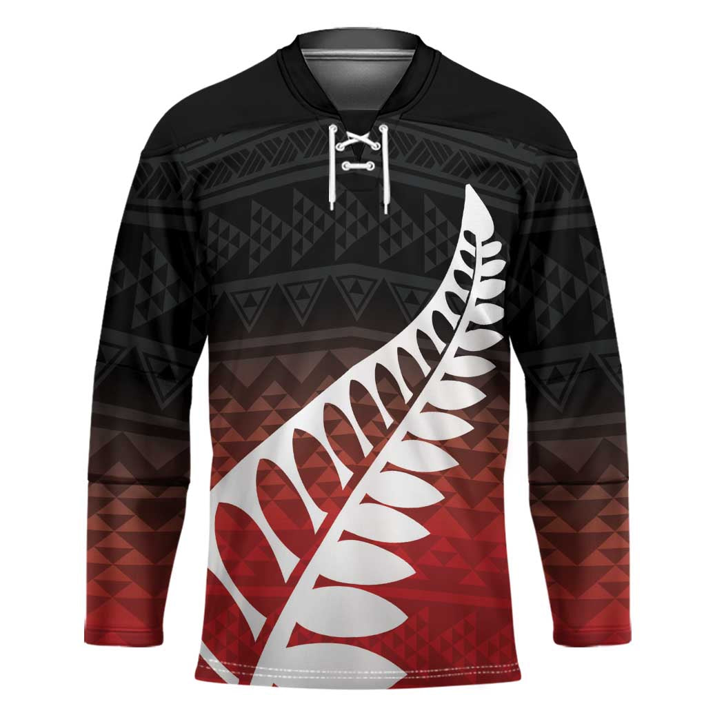 Red Silver Fern Spirit Taniko Tukutuku Personalised Hockey Jersey - Aussie Hoodie