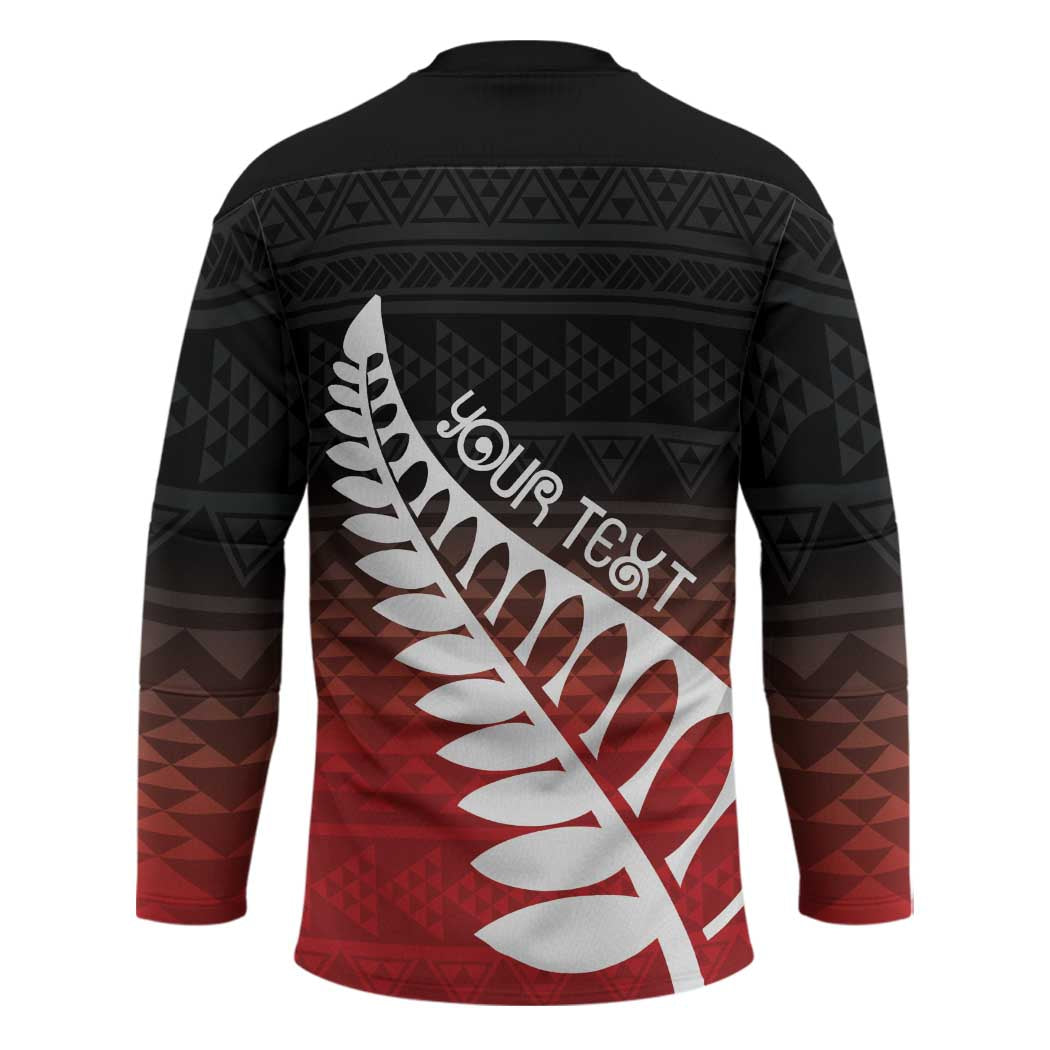 Red Silver Fern Spirit Taniko Tukutuku Personalised Hockey Jersey - Aussie Hoodie