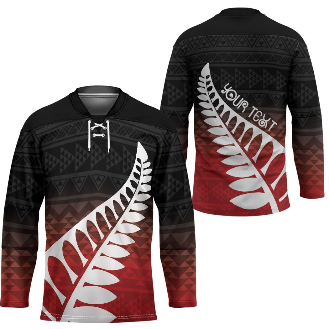 Red Silver Fern Spirit Taniko Tukutuku Personalised Hockey Jersey - Aussie Hoodie