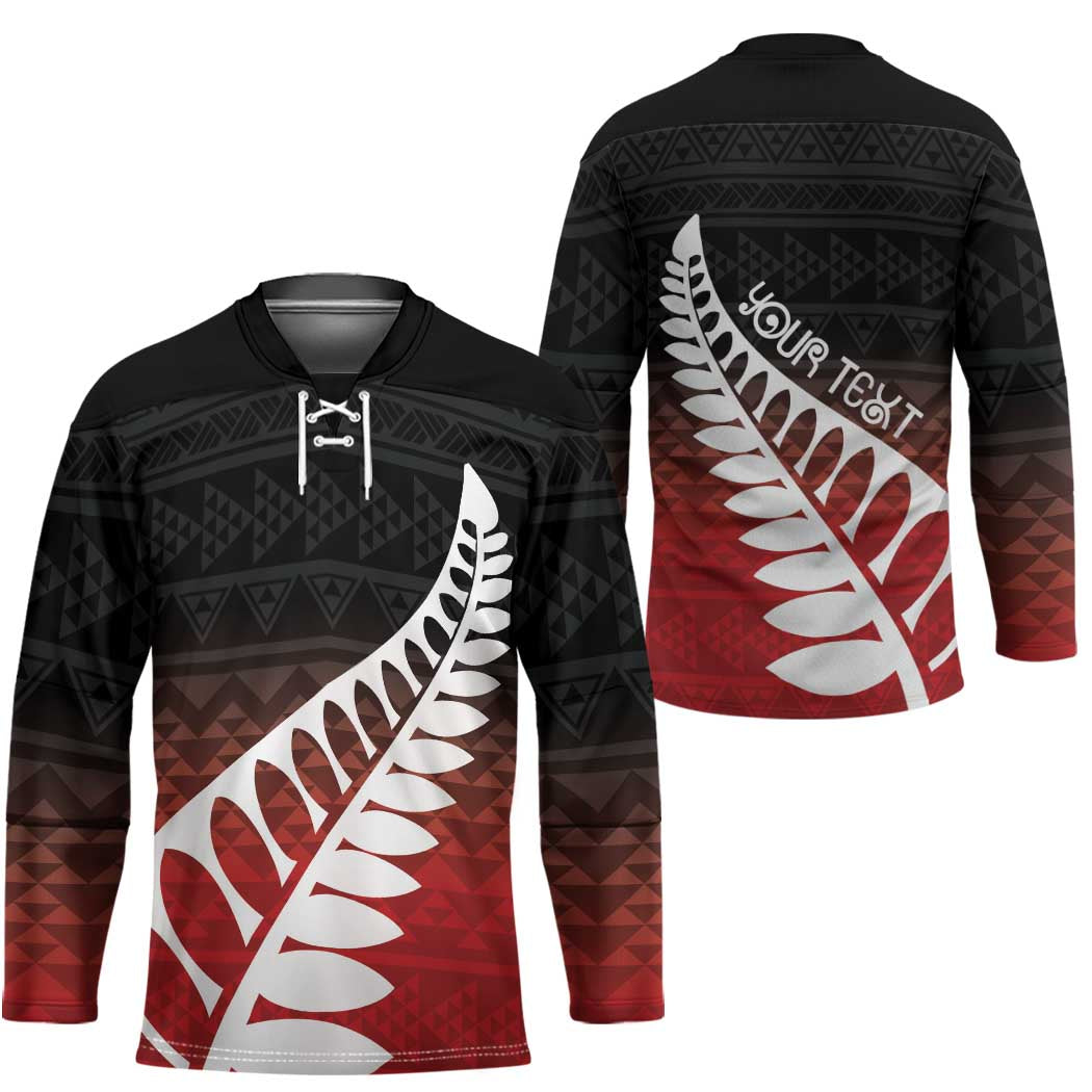 Red Silver Fern Spirit Taniko Tukutuku Personalised Hockey Jersey - Aussie Hoodie