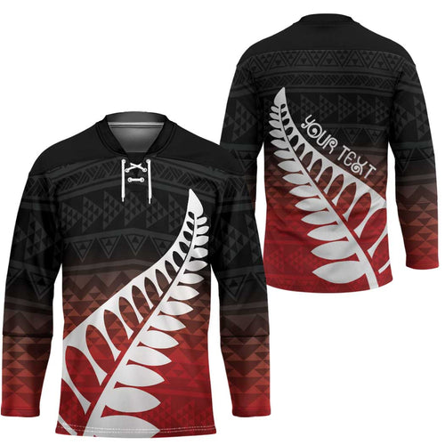 Red Silver Fern Spirit Taniko Tukutuku Personalised Hockey Jersey - Aussie Hoodie