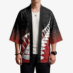 Red Silver Fern Spirit Taniko Tukutuku Personalised Kimono - Aussie Hoodie