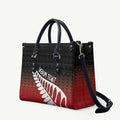 Red Silver Fern Spirit Taniko Tukutuku Personalised Leather Bag - Aussie Hoodie