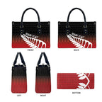 Red Silver Fern Spirit Taniko Tukutuku Personalised Leather Bag - Aussie Hoodie