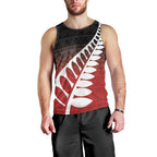 Red Silver Fern Spirit Taniko Tukutuku Personalised Men Tank Top