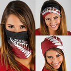 Red Silver Fern Spirit Taniko Tukutuku Personalised Neck Gaiter - Aussie Hoodie