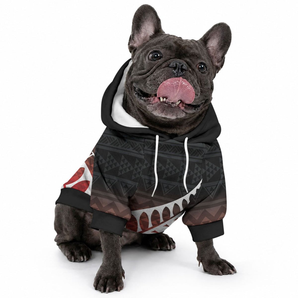 Red Silver Fern Spirit Taniko Tukutuku Personalised Pet Hoodie