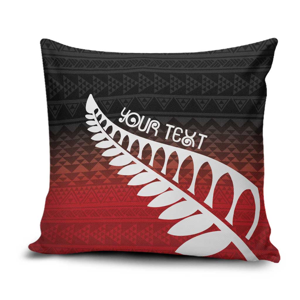 Red Silver Fern Spirit Taniko Tukutuku Personalised Pillow Cover - Aussie Hoodie