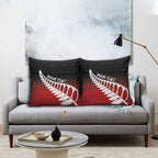 Red Silver Fern Spirit Taniko Tukutuku Personalised Pillow Cover - Aussie Hoodie