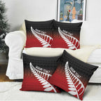 Red Silver Fern Spirit Taniko Tukutuku Personalised Pillow Cover - Aussie Hoodie