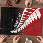Red Silver Fern Spirit Taniko Tukutuku Personalised Puzzle - Aussie Hoodie
