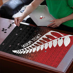 Red Silver Fern Spirit Taniko Tukutuku Personalised Puzzle - Aussie Hoodie