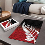 Red Silver Fern Spirit Taniko Tukutuku Personalised Puzzle - Aussie Hoodie