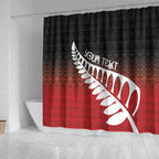 Red Silver Fern Spirit Taniko Tukutuku Personalised Shower Curtain