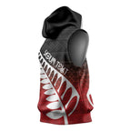 Red Silver Fern Spirit Taniko Tukutuku Personalised Sleeveless Hoodie - Aussie Hoodie