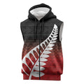 Red Silver Fern Spirit Taniko Tukutuku Personalised Sleeveless Zip Hoodie LT9
