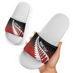 Red Silver Fern Spirit Taniko Tukutuku Personalised Slide Sandals - Aussie Hoodie