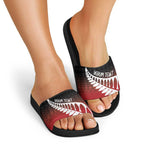 Red Silver Fern Spirit Taniko Tukutuku Personalised Slide Sandals - Aussie Hoodie