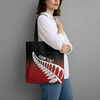 Red Silver Fern Spirit Taniko Tukutuku Personalised Tote Bag - Aussie Hoodie