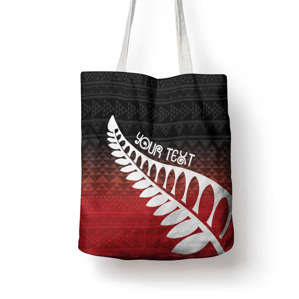 Red Silver Fern Spirit Taniko Tukutuku Personalised Tote Bag - Aussie Hoodie