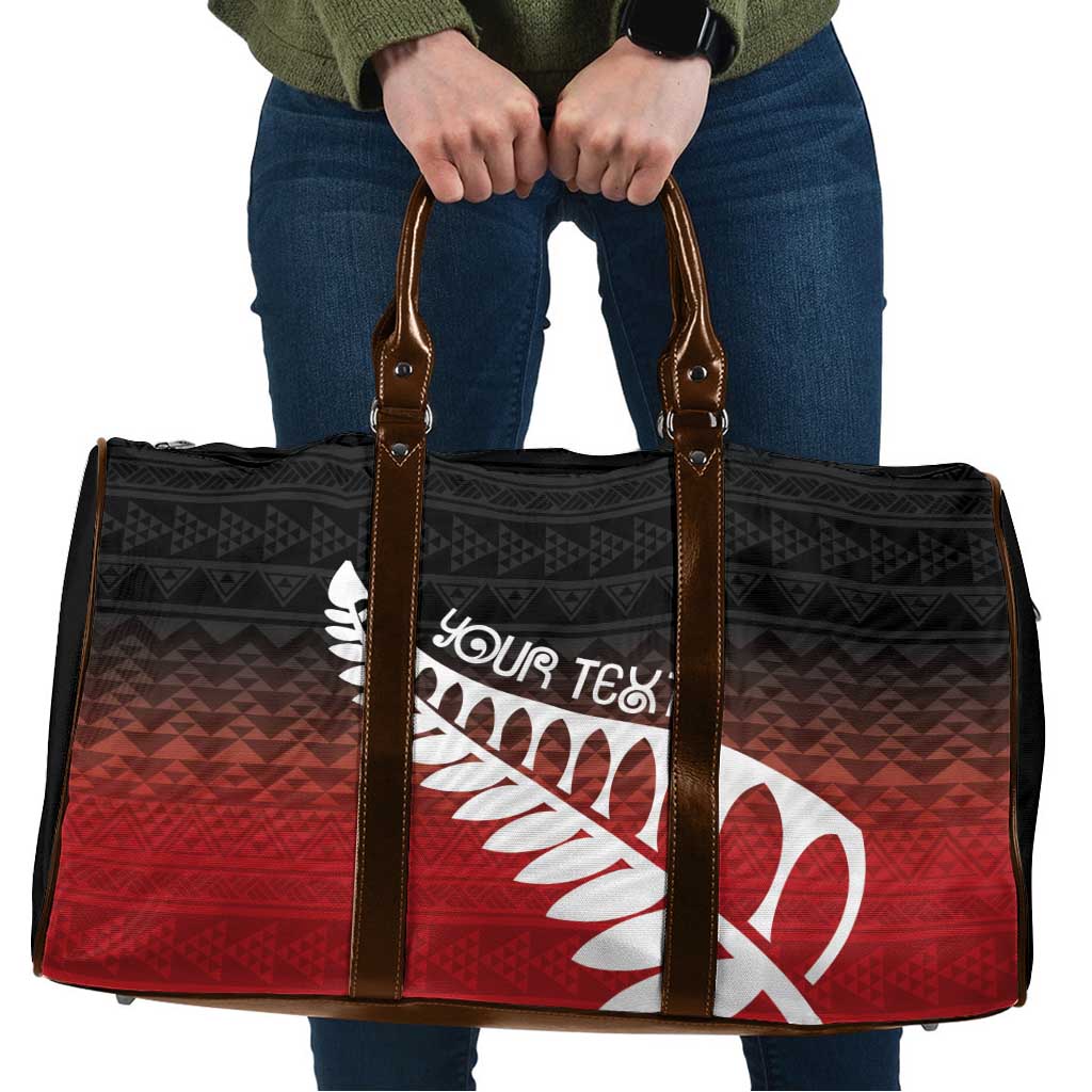 Red Silver Fern Spirit Taniko Tukutuku Personalised Travel Bag - Aussie Hoodie