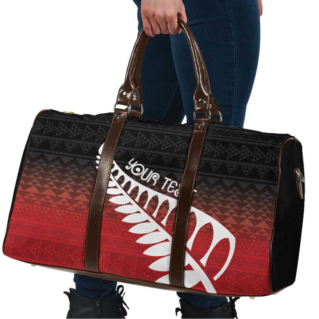 Red Silver Fern Spirit Taniko Tukutuku Personalised Travel Bag - Aussie Hoodie
