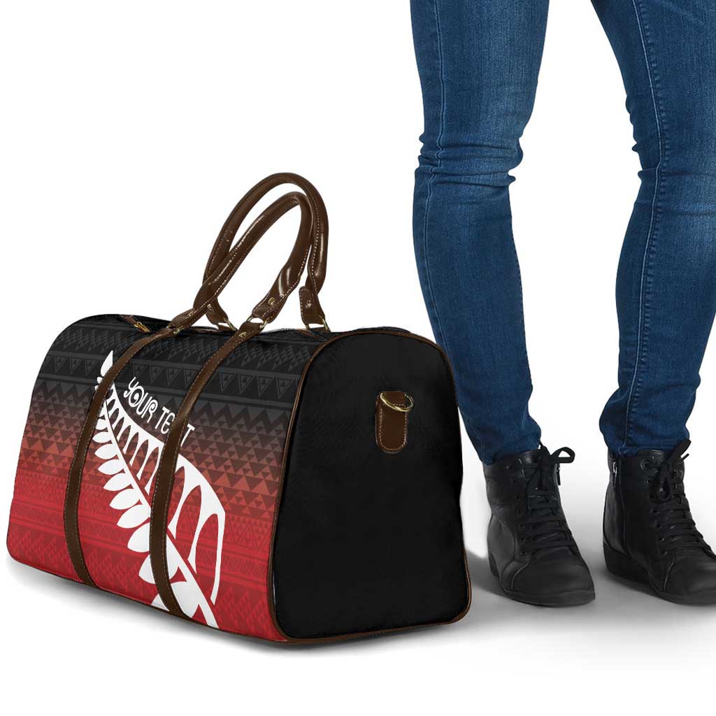 Red Silver Fern Spirit Taniko Tukutuku Personalised Travel Bag - Aussie Hoodie