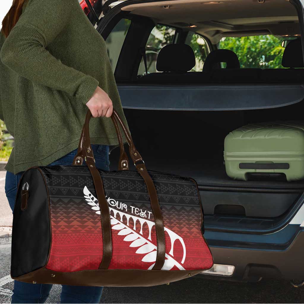 Red Silver Fern Spirit Taniko Tukutuku Personalised Travel Bag - Aussie Hoodie