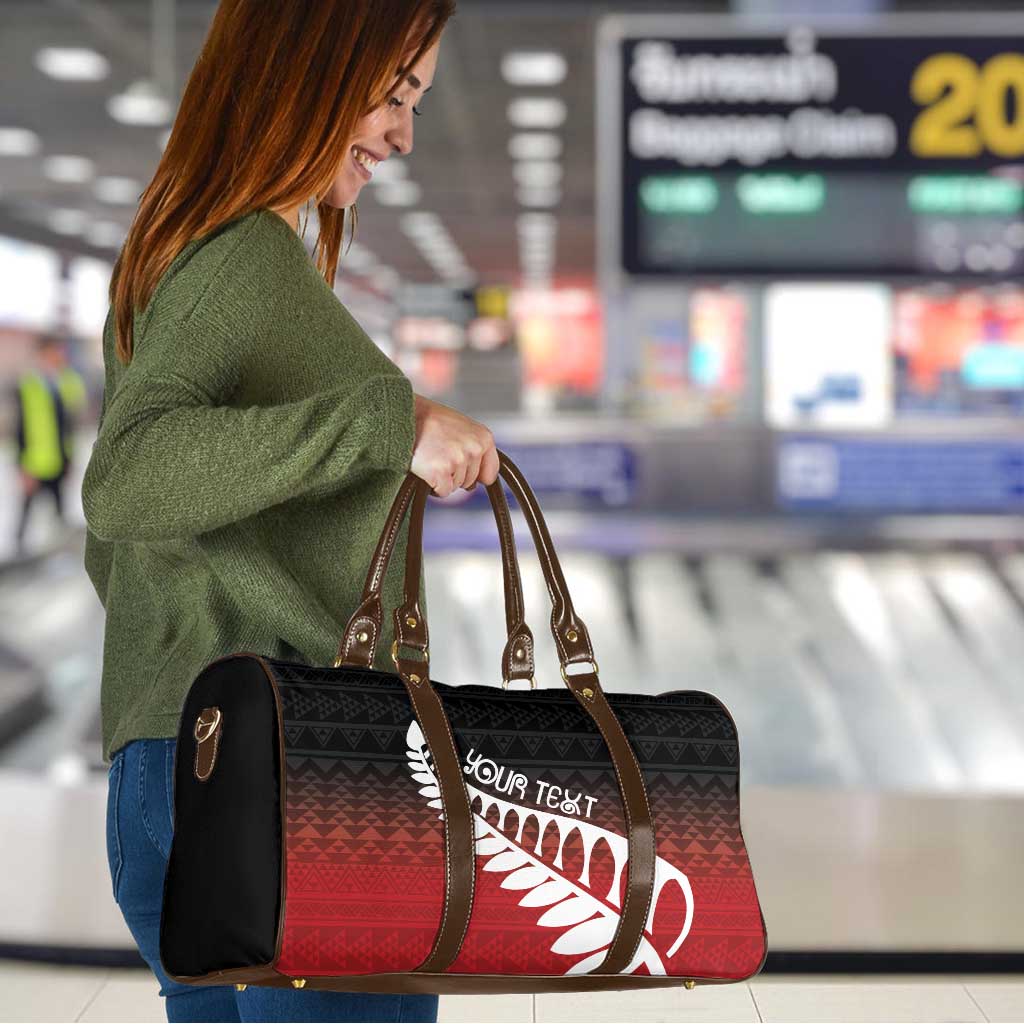 Red Silver Fern Spirit Taniko Tukutuku Personalised Travel Bag - Aussie Hoodie
