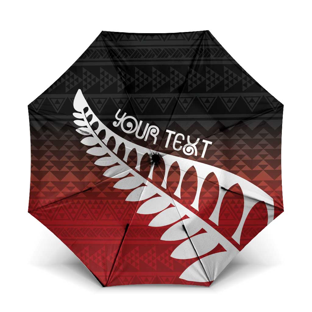 Red Silver Fern Spirit Taniko Tukutuku Personalised Umbrella - Aussie Hoodie