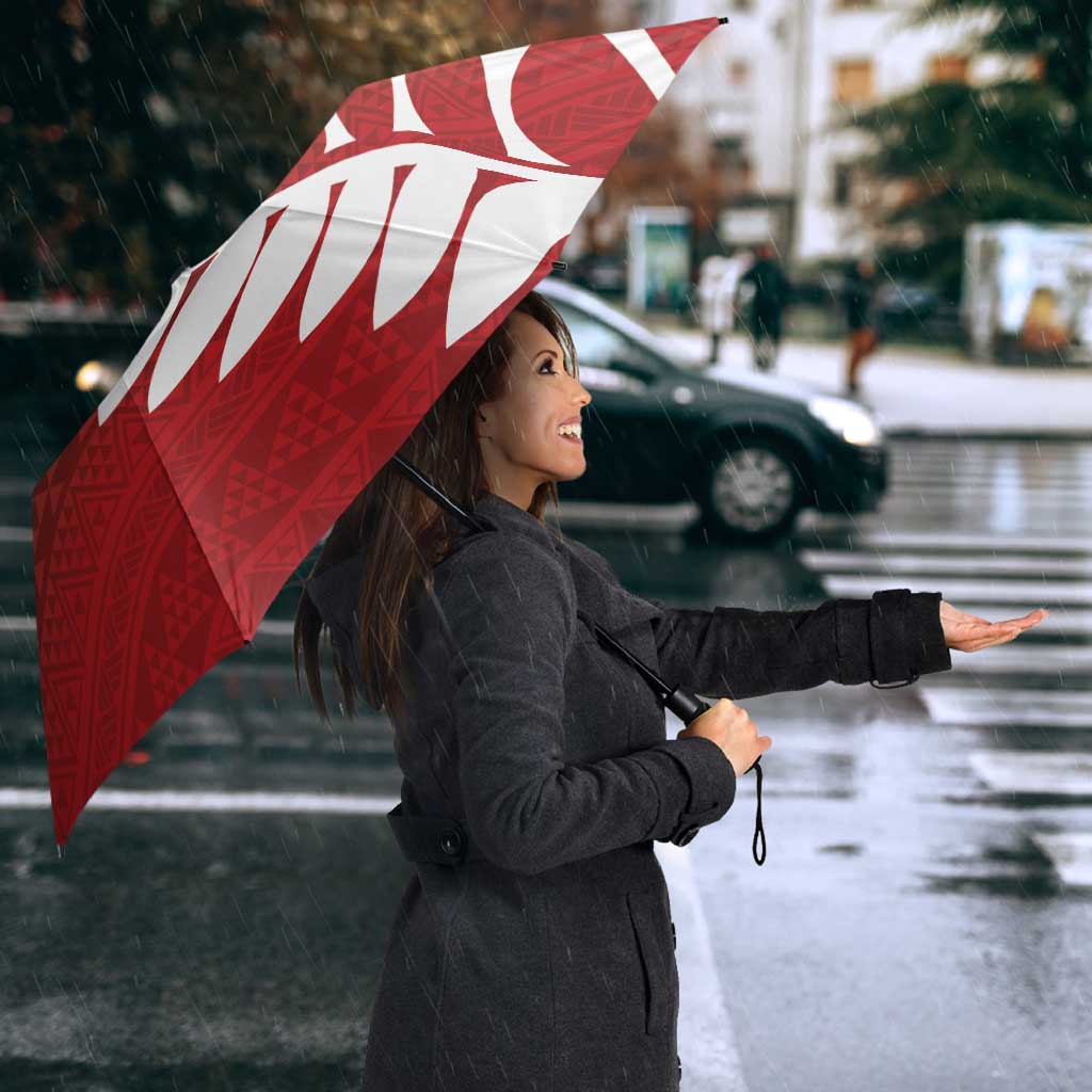 Red Silver Fern Spirit Taniko Tukutuku Personalised Umbrella - Aussie Hoodie