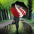 Red Silver Fern Spirit Taniko Tukutuku Personalised Umbrella - Aussie Hoodie