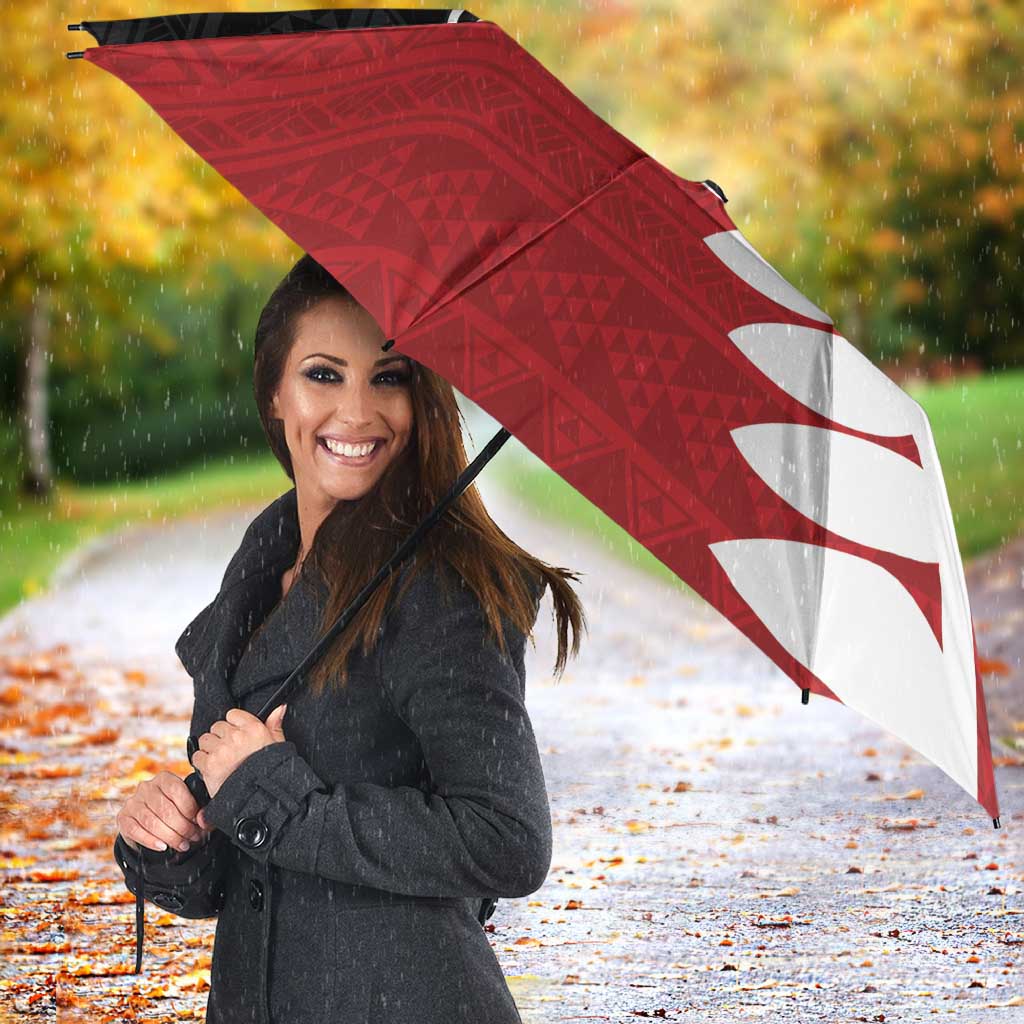 Red Silver Fern Spirit Taniko Tukutuku Personalised Umbrella - Aussie Hoodie