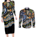 NAIDOC Deadly 50 Years Couples Matching Long Sleeve Bodycon Dress and Long Sleeve Button Shirt Aboriginal and Torres Strait Islander